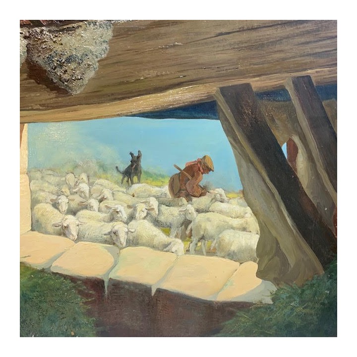 C1940 French Painting Bergeron, Hirondelle et Chien