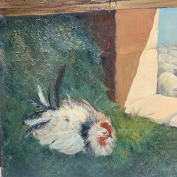 C1940 French Painting Bergeron, Hirondelle et Chien