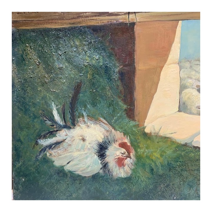 C1940 French Painting Bergeron, Hirondelle et Chien