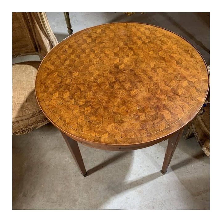 C19th French Parquetry Top Table