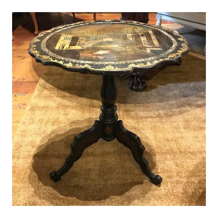 C19th French Napoleon III 1852-1870 Painted Scene of Venice