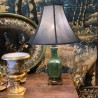 C19th French Converted Chinoiserie Green Lamps