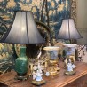 C19th French Converted Chinoiserie Green Lamps