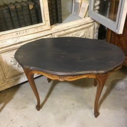 French Vintage Oak Occasional Table with Blackened Top