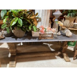 Blue Stone and Wash Oak Dining Table