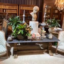 Blue Stone and Wash Oak Dining Table