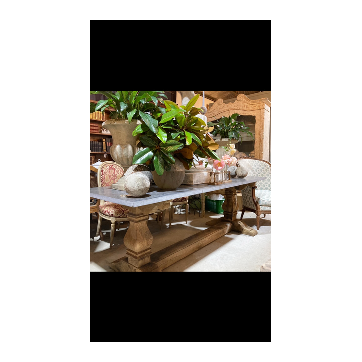 Blue Stone and Wash Oak Dining Table