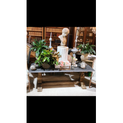 Blue Stone and Wash Oak Dining Table