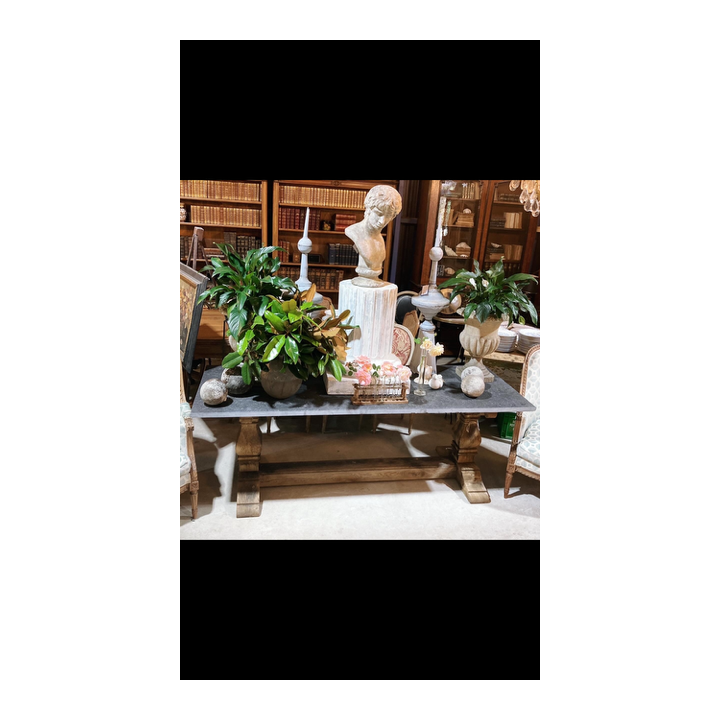 Blue Stone and Wash Oak Dining Table