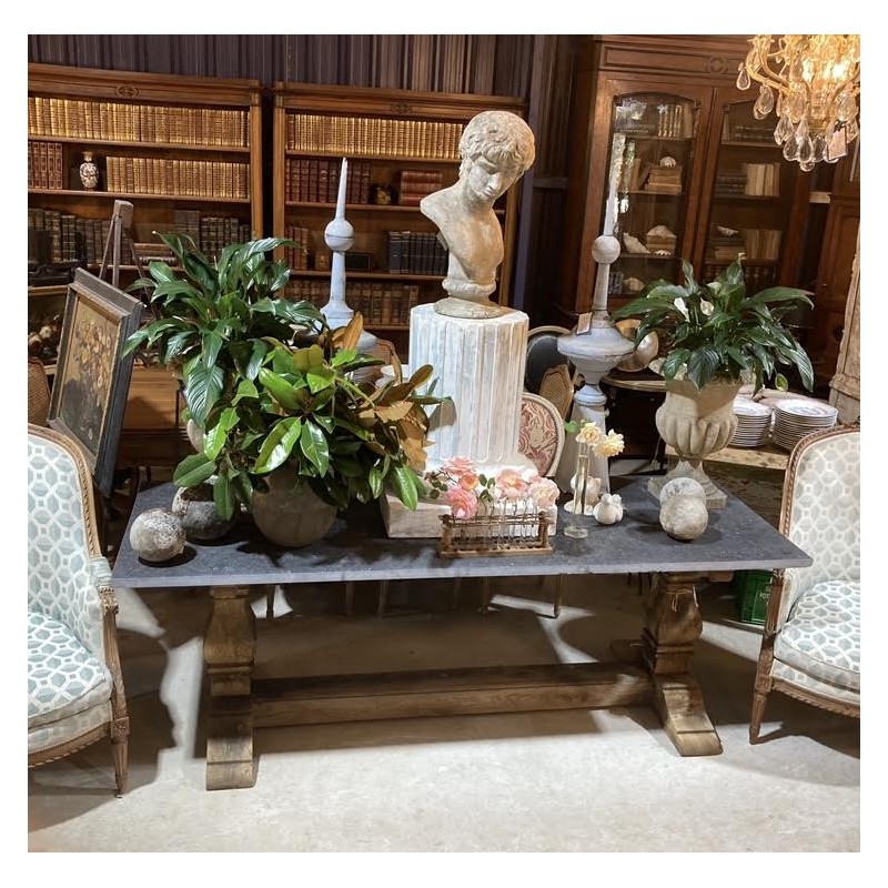 Blue Stone and Wash Oak Dining Table