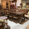 C1940 Spanish Chestnut Dining Table with Original Iron Stretcher