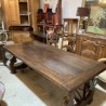 C1940 Spanish Chestnut Dining Table with Original Iron Stretcher