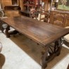 C1940 Spanish Chestnut Dining Table with Original Iron Stretcher