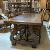 C1940 Spanish Chestnut Dining Table with Original Iron Stretcher