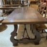 C1940 Spanish Chestnut Dining Table with Original Iron Stretcher