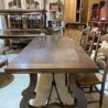 C1940 Spanish Chestnut Dining Table with Original Iron Stretcher