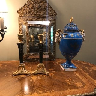 C1820 Regency Pair of Ormolu Doré and Marble Candleholders