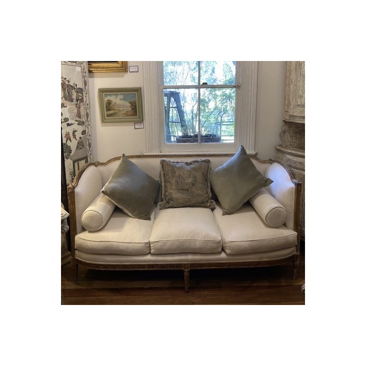 C18th French Louis XVI Settee New Upholstery