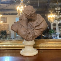 C1900 Terracotta Bust Le Baiser by Houdon