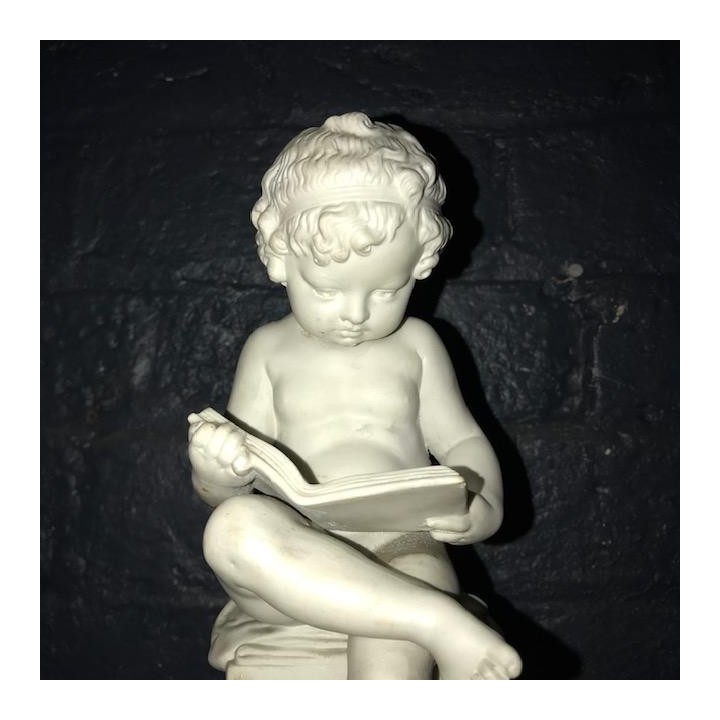 Early C20th Biscuit Statue of a Boy reading