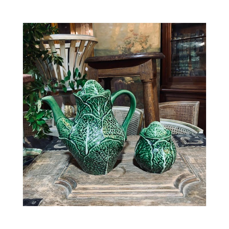 Early Cabbage Teapot and Sugar bowl