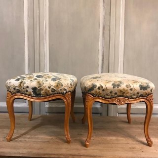 C1940 French Pair of Walnut Stools