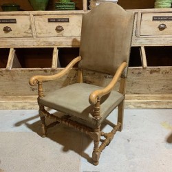 Antique Large Pair French Fauteuils upholstered in Leather