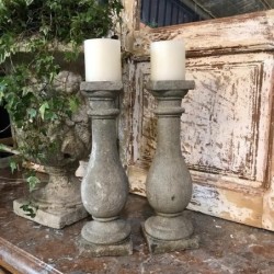 C1900 Pair Blue Stone Candle Holder