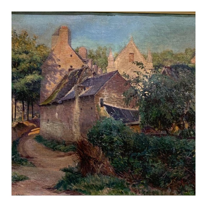 C1900 French Oil in Canvas in Painted Finish Frame