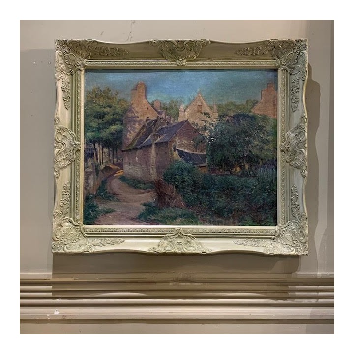 C1900 French Oil in Canvas in Painted Finish Frame