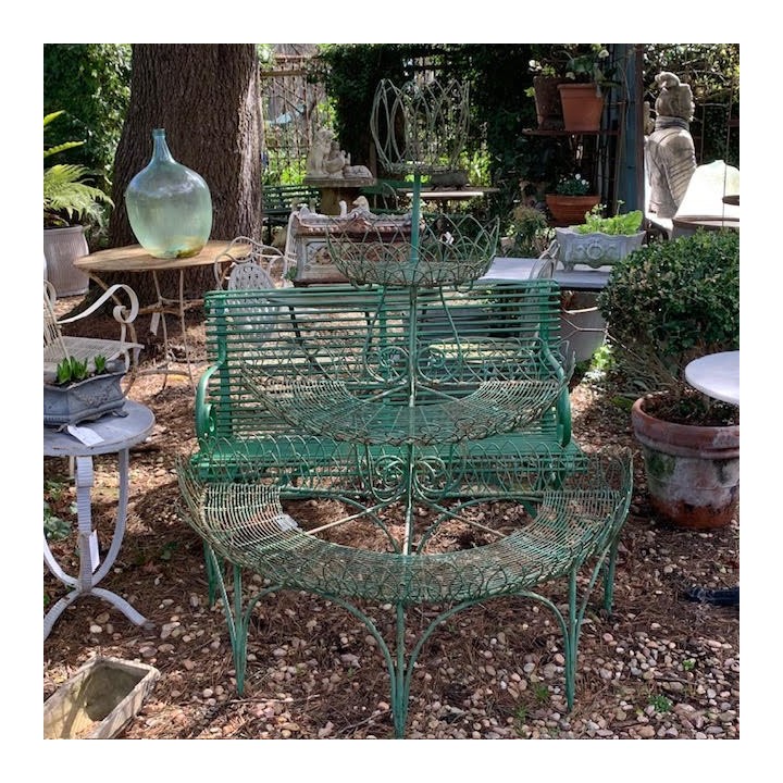 Antique Wire Pot Stand Demi lune