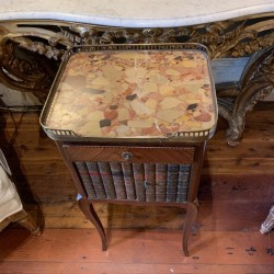 C19th French Side Table with Faux Book cabinet Door