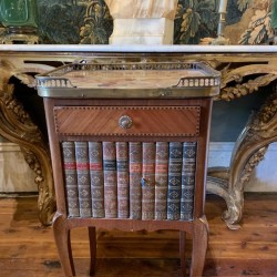 C19th French Side Table with Faux Book cabinet Door