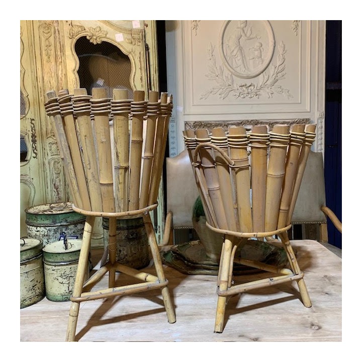 French Vintage Bamboo Cache Pot