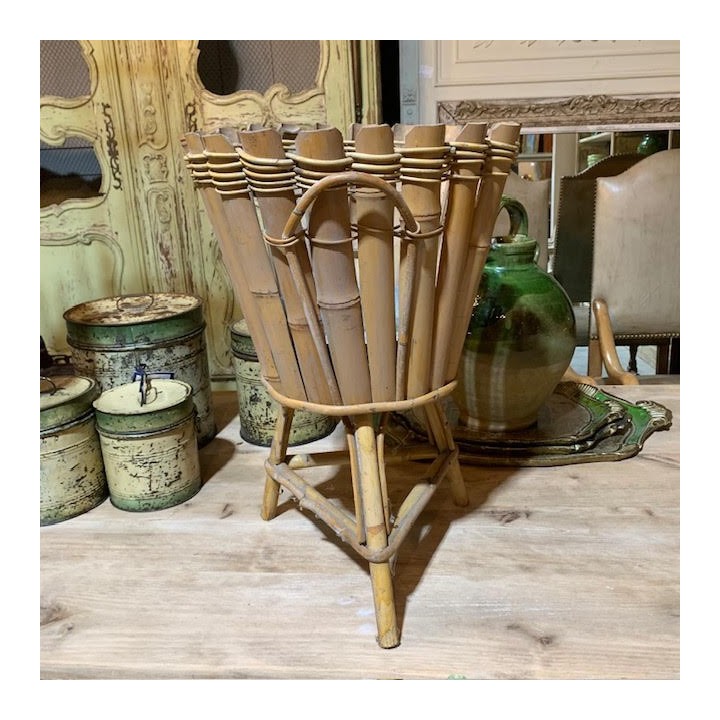 French Vintage Bamboo Cache Pot