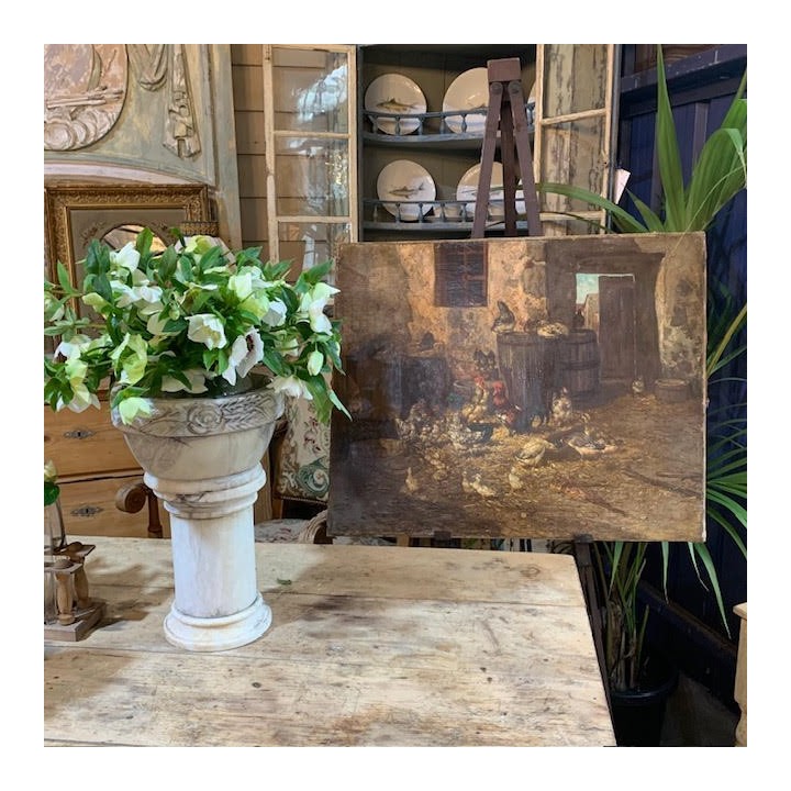 Le Poulailler C19th Oil on Canvas