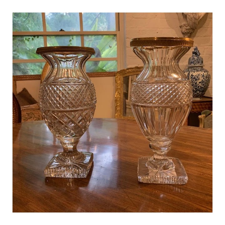 C1900 Pair of Crystal French Vase