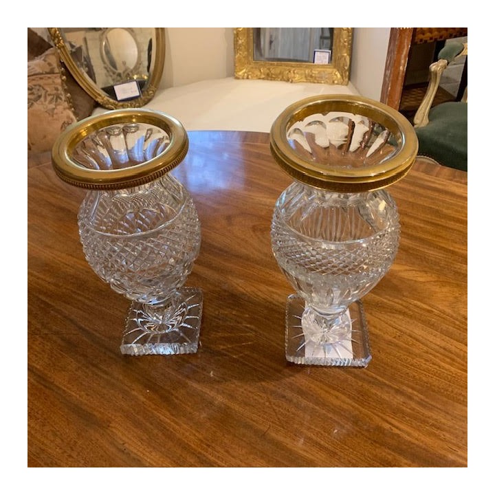 C1900 Pair of Crystal French Vase