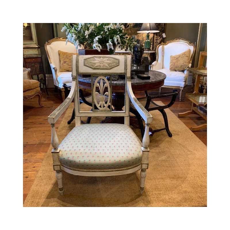 C19th French painted Finish Bedroom Armchair