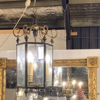 C1900 French Brass Lantern  Original Glass