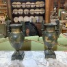 C19th French Pair of Bronze and Marble Base Urns