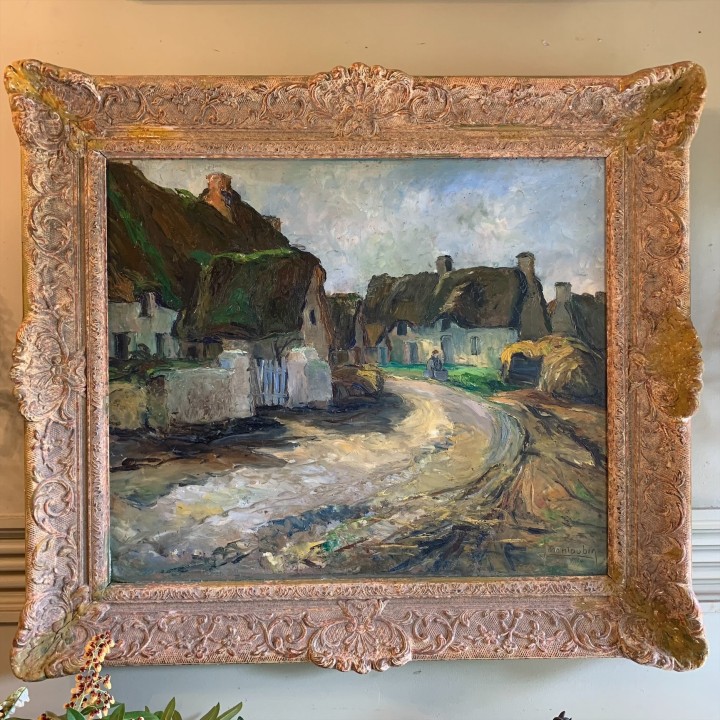 C1940 Oil on Board Le Village France signed lower right

H 670 W 770 including frame