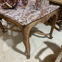 C19th Centre Table Walnut with Grillotte Marble