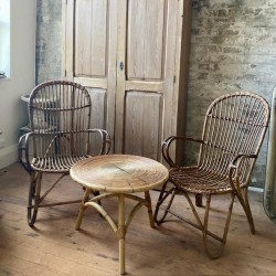 Vintage French Cane Armchairs x 4