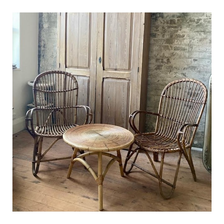 Vintage French Cane Armchairs x 4