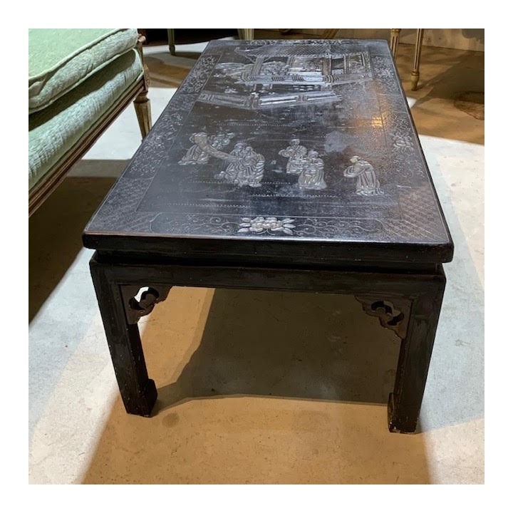 C1920 Black Lacquer Chinoiserie Coffee Table France