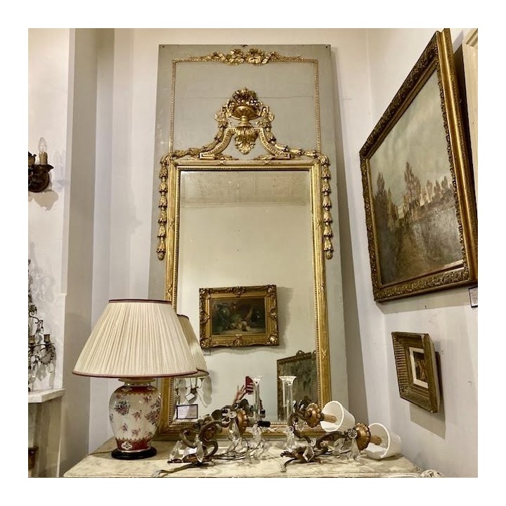 C19th French Trumeau Mirror Style Louis XVI
