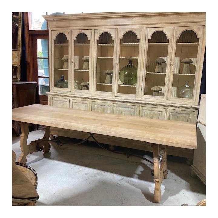 C19th Washed Oak Spanish Style Dining Table