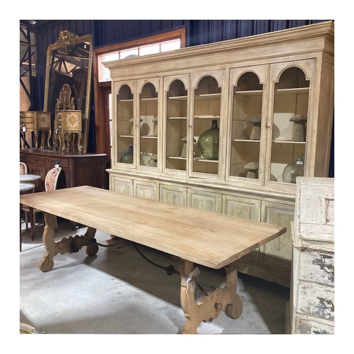 C19th Washed Oak Spanish Style Dining Table