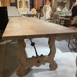 C19th Washed Oak Spanish Style Dining Table